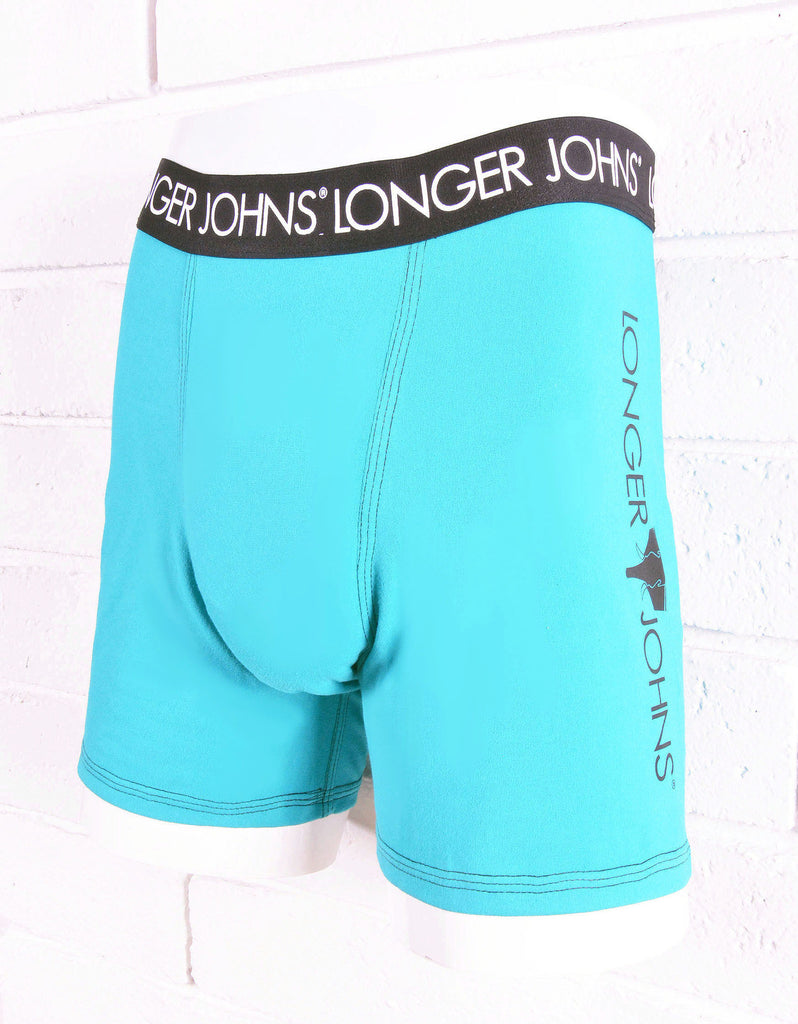 Teal boxer brief with black waistband