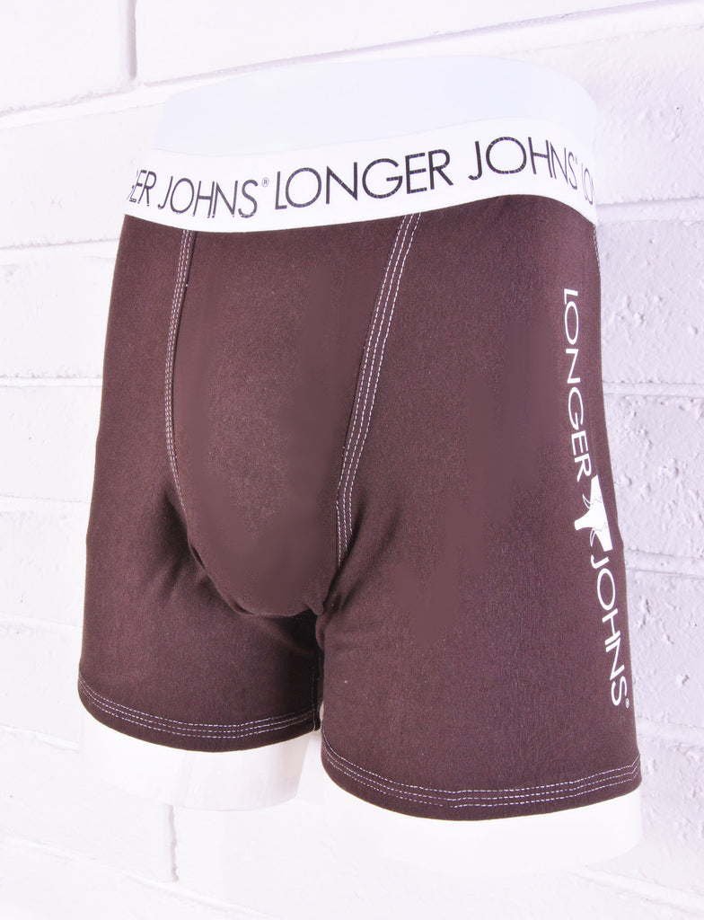 Brown boxer brief with white waistband