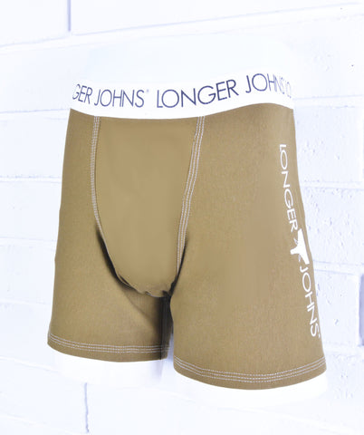 Olive boxer brief with white waistband