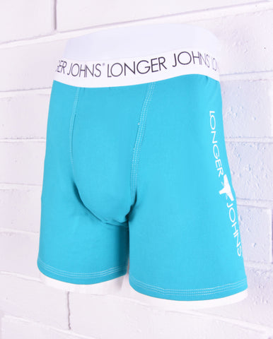 Teal boxer briefs with white waistband