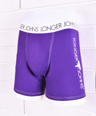 Purple boxer briefs with white waistband